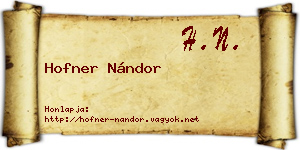 Hofner Nándor névjegykártya